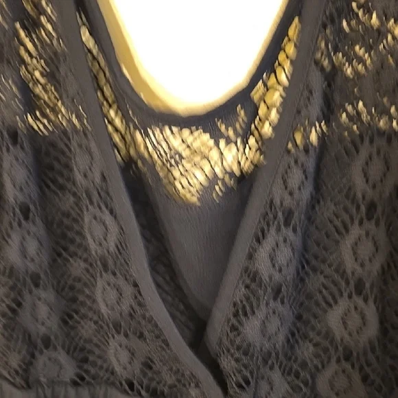 Pacific Beach Elegant Black Lace Top Swim Coverup w/Tie Up Detail - Picture 7 of 10